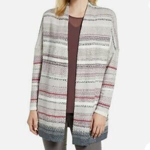 Nic + Zoe Sunset Stripe Chenille Open-front Longline Cardigan Cozy Women's S
